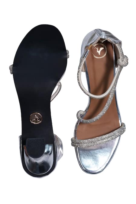 Sana K luxurious Footwear Silver Designer Heels 
