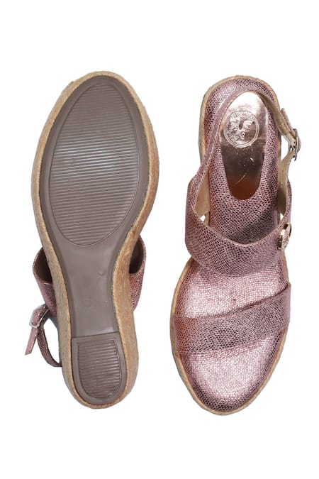 Sana K luxurious Footwear Jade Logo Pink Wedges 