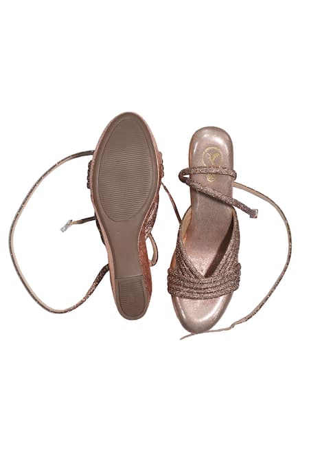 Sana K luxurious Footwear Rose Gold Tira Wedges 