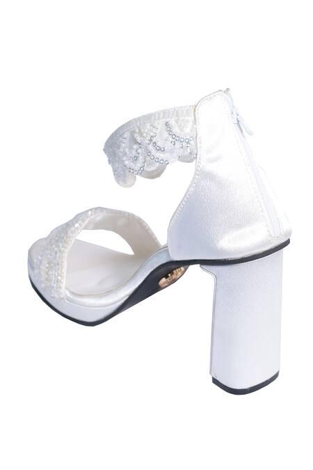 Buy_Sana K luxurious Footwear_White Beads, Lace Kushi Kapoor Elevation Heels _Online_at_Aza_Fashions