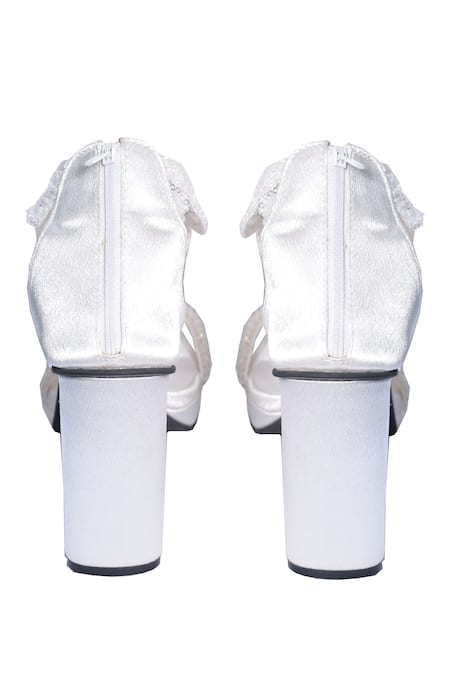 Sana K luxurious Footwear_White Beads, Lace Kushi Kapoor Elevation Heels _at_Aza_Fashions