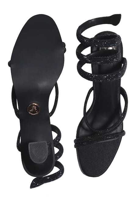 Sana K luxurious Footwear Black Panther Strappy Heels 