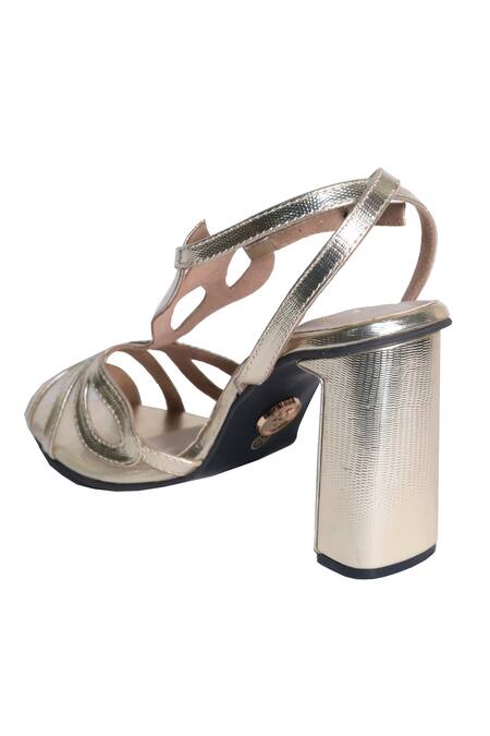 Buy Sana K luxurious Footwear Gold Wings Heels Online at Aza Fashions Buy_Sana K luxurious Footwear_Gold Wings Heels _Online_at_Aza_Fashions