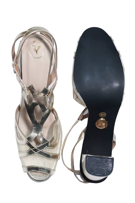 Sana K luxurious Footwear Gold Wings Heels 