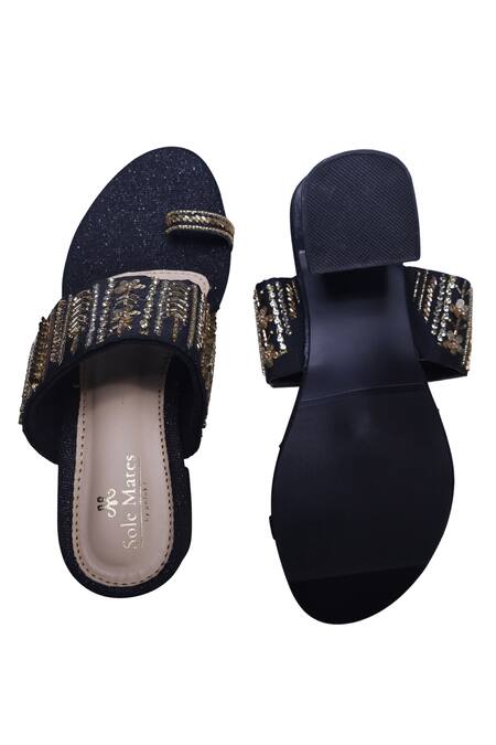 Sole Mates by Palak_Black Beads, Sequins Mirza Kolhapuri Heels _at_Aza_Fashions