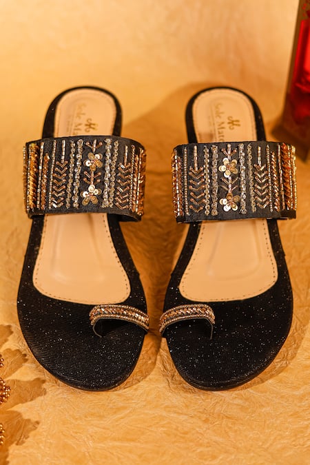Sole Mates by Palak Black Mirza Kolhapuri Heels 
