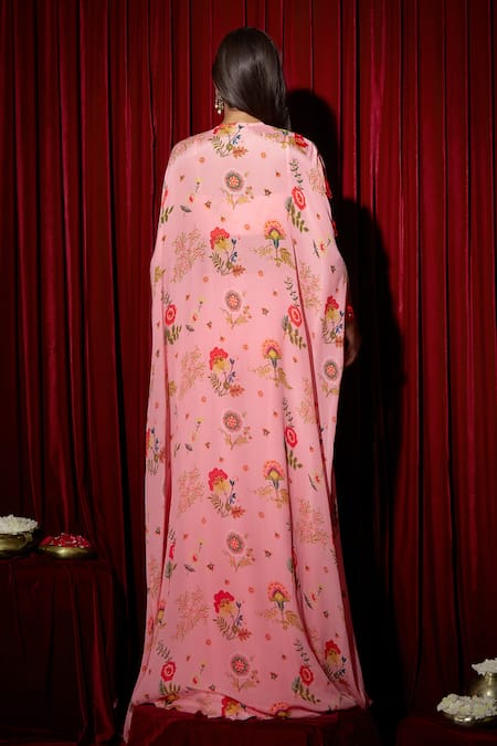 Brinda Sneha Floral Cape Set with Bustier & Pants 