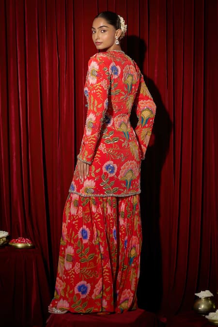 Brinda Sneha Embroidered Jacket Sharara Set 