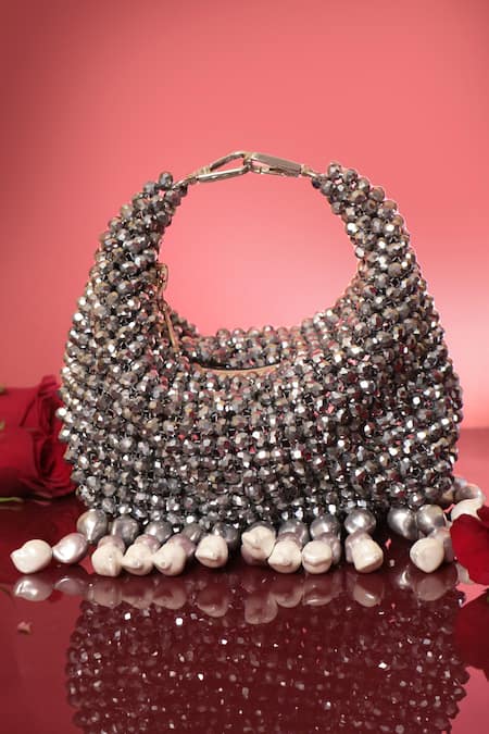 Forever Noor Crystal Embellished Boat-Shaped Handbag 