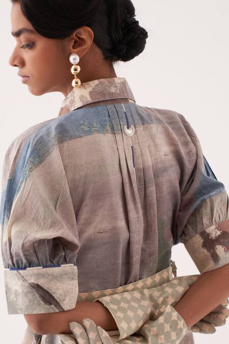 OFRIDA Multi Color Cotton Embroidery Collared Frida Brunch Midi Dress Online at Aza Fashions OFRIDA_Multi Color Cotton Embroidery Collared Frida Brunch Midi Dress _Online_at_Aza_Fashions