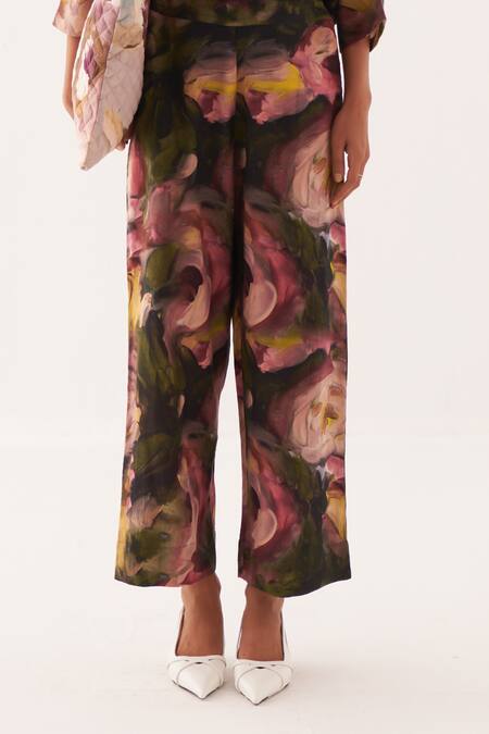 OFRIDA Multi Color Hand-painted Abstract Expressionist Trousers Online at Aza Fashions OFRIDA_Multi Color Hand-painted Abstract Expressionist Trousers_Online_at_Aza_Fashions