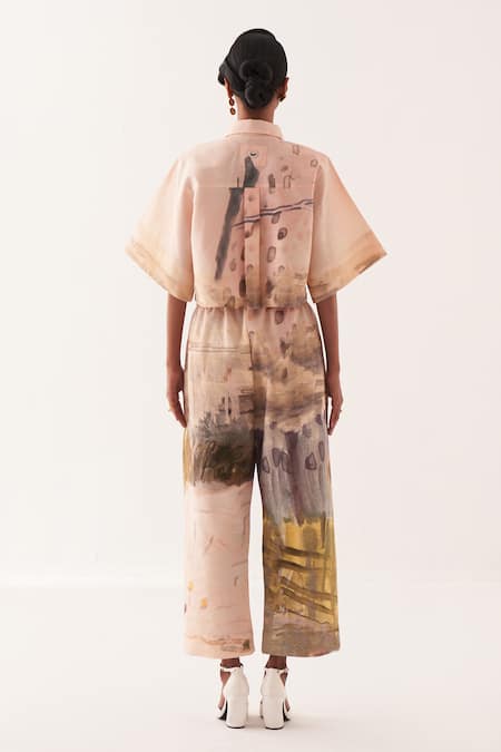 Shop OFRIDA Multi Color Cotton Hand-painted Abstract Print Pants at Aza Fashions Shop_OFRIDA_Multi Color Cotton Hand-painted Abstract Print Pants _at_Aza_Fashions