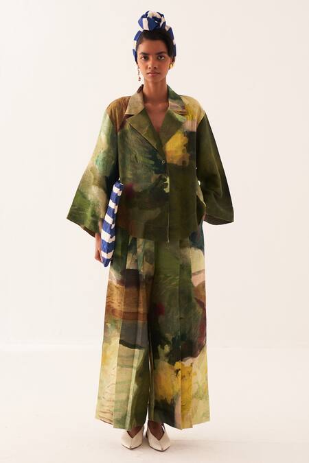 Buy OFRIDA Multi Color Flared Abstract Expressionist Pants Online at Aza Fashions Buy_OFRIDA_Multi Color Flared Abstract Expressionist Pants _Online_at_Aza_Fashions