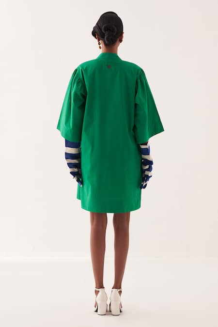 OFRIDA Emerald Applique Designer Dress 