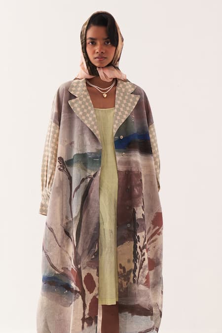 Shop_OFRIDA_Green Cotton Round Neck Pista Slip Dress _at_Aza_Fashions
