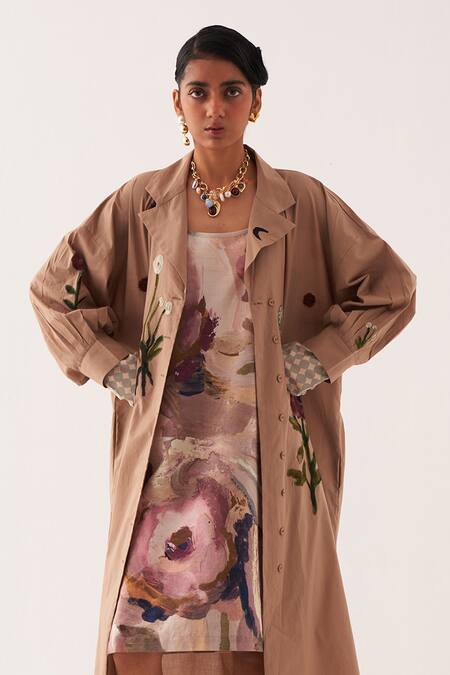 OFRIDA Multi Color Cotton Round Neck Wallflower Slip Dress Online at Aza Fashions OFRIDA_Multi Color Cotton Round Neck Wallflower Slip Dress _Online_at_Aza_Fashions