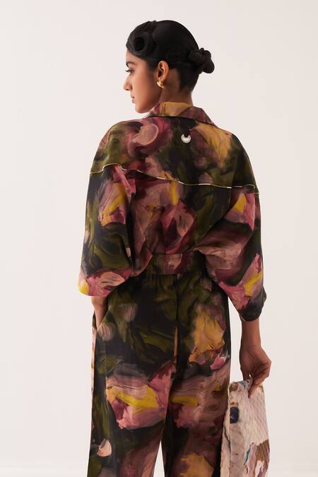 Shop OFRIDA Multi Color Cotton Embroidery Collared Abstract Expressionist Romani Set at Aza Fashions Shop_OFRIDA_Multi Color Cotton Embroidery Collared Abstract Expressionist Romani Set_at_Aza_Fashions