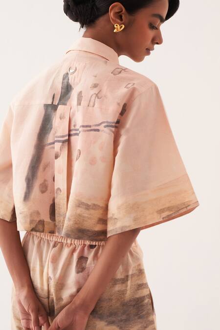 OFRIDA Multi Color Cotton Collared Hand-painted Abstract Expressionist Pant Set at Aza Fashions OFRIDA_Multi Color Cotton Collared Hand-painted Abstract Expressionist Pant Set _at_Aza_Fashions