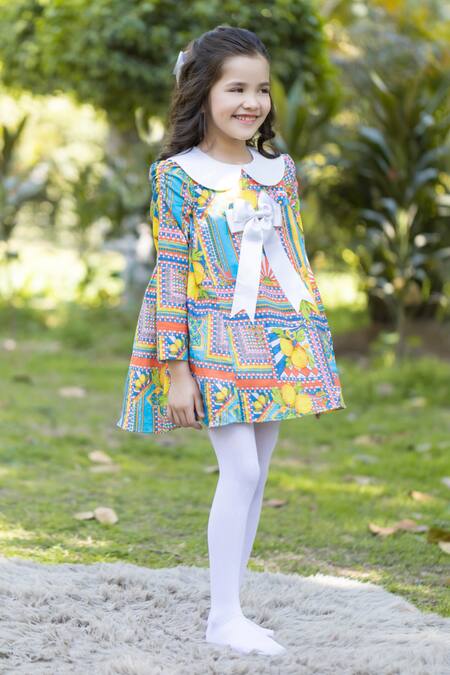 The Pony & Peony Co. Multi Color Cotton Print Full Sleeves Dress Online at Aza Fashions The Pony & Peony Co._Multi Color Cotton Print Full Sleeves Dress _Online_at_Aza_Fashions