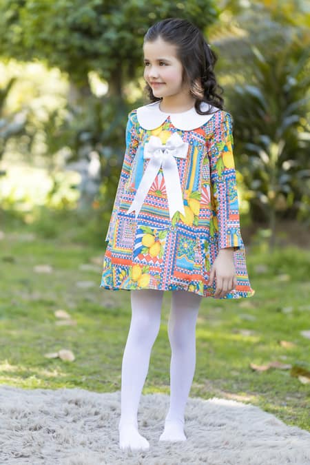 Shop The Pony & Peony Co. Multi Color Cotton Print Full Sleeves Dress Online at Aza Fashions Shop_The Pony & Peony Co._Multi Color Cotton Print Full Sleeves Dress _Online_at_Aza_Fashions