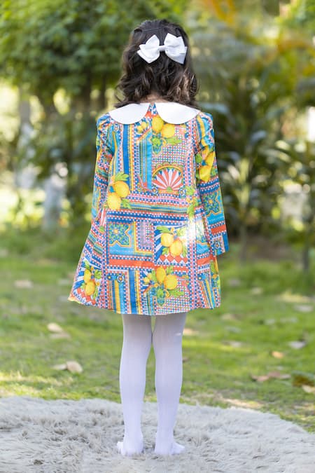 Shop The Pony & Peony Co. Multi Color Cotton Print Full Sleeves Dress at Aza Fashions Shop_The Pony & Peony Co._Multi Color Cotton Print Full Sleeves Dress _at_Aza_Fashions