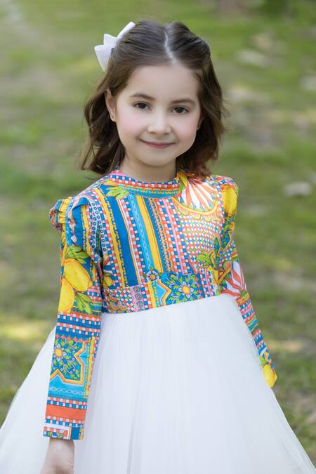 Shop The Pony & Peony Co. Multi Color Cotton Floral Print Dress Online at Aza Fashions Shop_The Pony & Peony Co._Multi Color Cotton Floral Print Dress _Online_at_Aza_Fashions