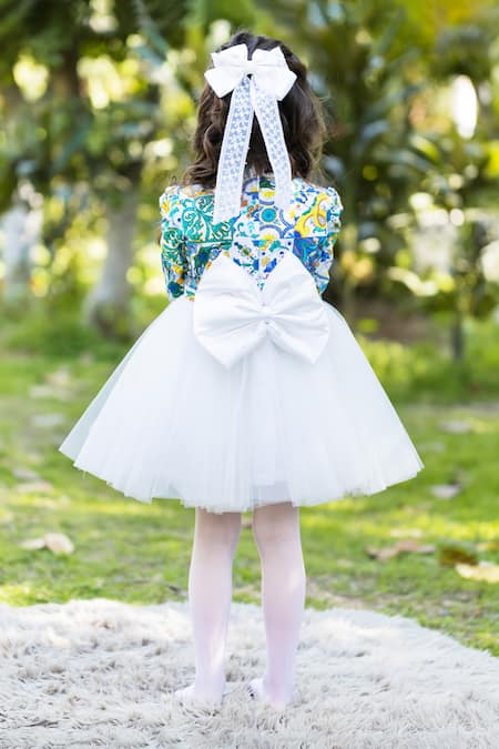 Shop The Pony & Peony Co. Multi Color Cotton, Tulle Floral Bodice Print Dress at Aza Fashions Shop_The Pony & Peony Co._Multi Color Cotton, Tulle Floral Bodice Print Dress _at_Aza_Fashions