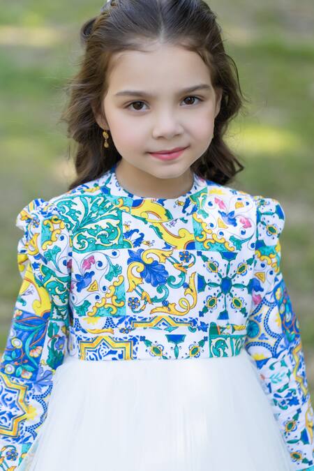 Shop The Pony & Peony Co. Multi Color Cotton, Tulle Floral Bodice Print Dress Online at Aza Fashions Shop_The Pony & Peony Co._Multi Color Cotton, Tulle Floral Bodice Print Dress _Online_at_Aza_Fashions