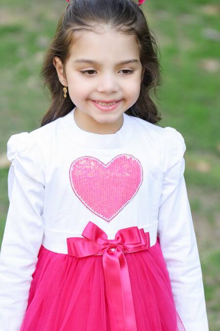 The Pony & Peony Co. Magenta Cotton Bows Love Me Dress Online at Aza Fashions The Pony & Peony Co._Magenta Cotton Bows Love Me Dress _Online_at_Aza_Fashions