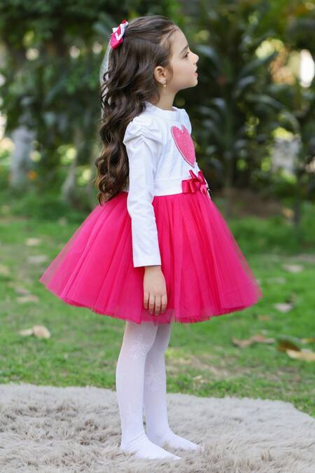 Buy The Pony & Peony Co. Magenta Cotton Bows Love Me Dress Online at Aza Fashions Buy_The Pony & Peony Co._Magenta Cotton Bows Love Me Dress _Online_at_Aza_Fashions