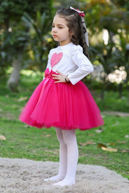 Shop The Pony & Peony Co. Magenta Cotton Bows Love Me Dress Online at Aza Fashions Shop_The Pony & Peony Co._Magenta Cotton Bows Love Me Dress _Online_at_Aza_Fashions