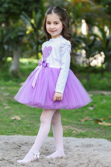 The Pony & Peony Co. Purple Cotton Sequins Heart Applique Embroidered Dress Online at Aza Fashions The Pony & Peony Co._Purple Cotton Sequins Heart Applique Embroidered Dress _Online_at_Aza_Fashions