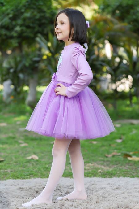 The Pony & Peony Co. Purple Cotton Bows Mermaid Shell Dress Online at Aza Fashions The Pony & Peony Co._Purple Cotton Bows Mermaid Shell Dress _Online_at_Aza_Fashions