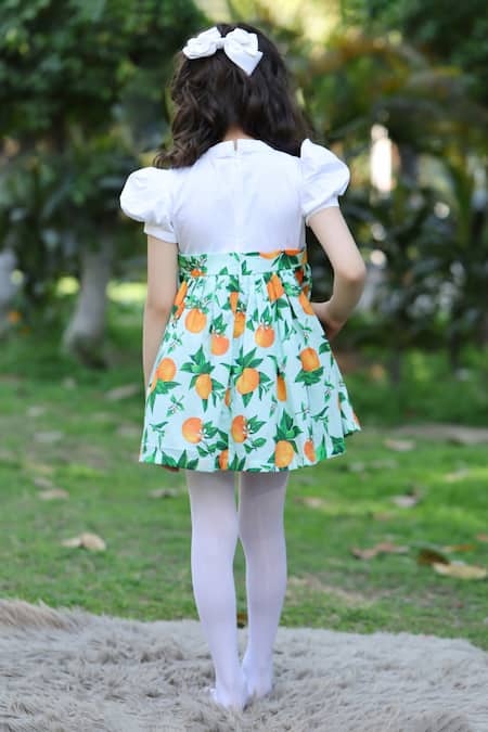 The Pony & Peony Co. Floral Green Orange Dress 