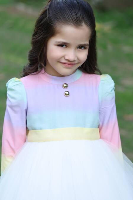 The Pony & Peony Co._Multi Color Cotton Rainbow Dress _Online_at_Aza_Fashions