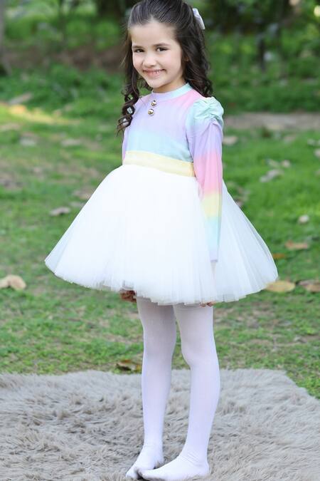 Buy_The Pony & Peony Co._Multi Color Cotton Rainbow Dress _Online_at_Aza_Fashions