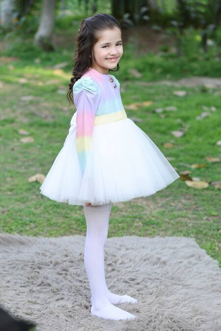Shop_The Pony & Peony Co._Multi Color Cotton Rainbow Dress _Online_at_Aza_Fashions