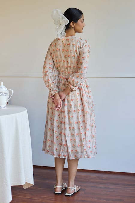 Juanita By Shubhda Handwoven Chanderi Midi Dress 