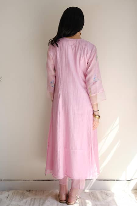 Juanita By Shubhda Chanderi Resham Embroidered Kurta Set 