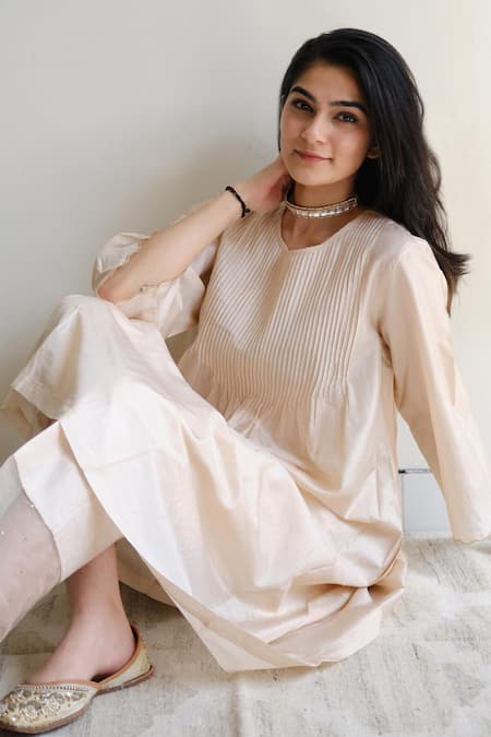 Juanita By Shubhda Pintuck Silk Kurta Set 