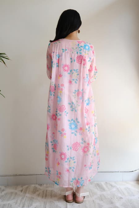 Juanita By Shubhda Floral Printed Chanderi Kurta Set 