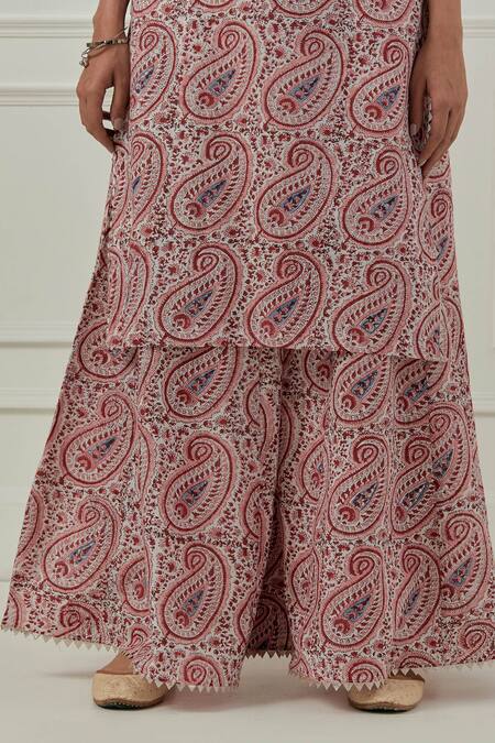 Buy_Musal_Multi Color Cotton, Silk Organza Embroidery, Iris Floral Block Print Kurta Set 