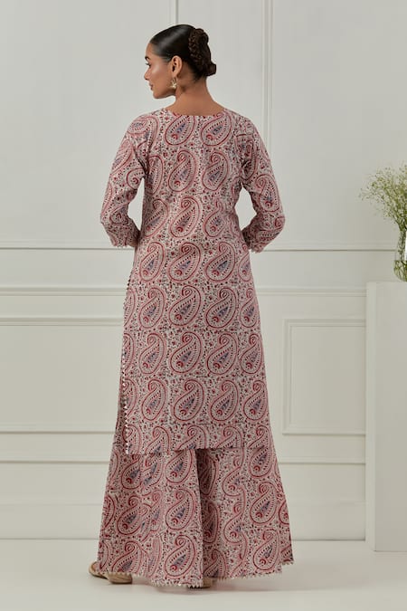 Musal Iris Floral Block Print Kurta Set 