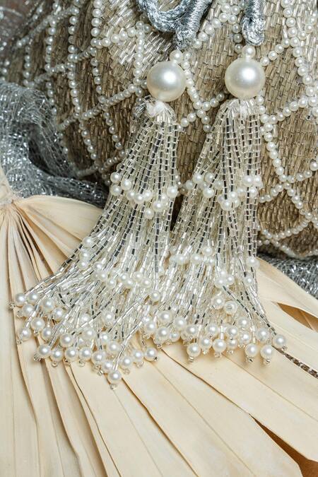 Nayaab By Sonia Silver Pearls Cruzado Potli With Work Online at Aza Fashions Nayaab By Sonia_Silver Pearls Cruzado Potli With Work _Online_at_Aza_Fashions