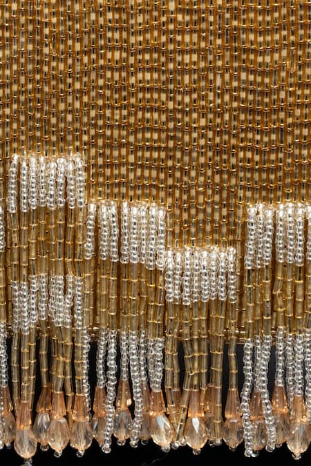 Shop Nayaab By Sonia Gold Beads, Tassels Salli En Vie Kasse Embroidered Clutch Online at Aza Fashions Shop_Nayaab By Sonia_Gold Beads, Tassels Salli En Vie Kasse Embroidered Clutch _Online_at_Aza_Fashions