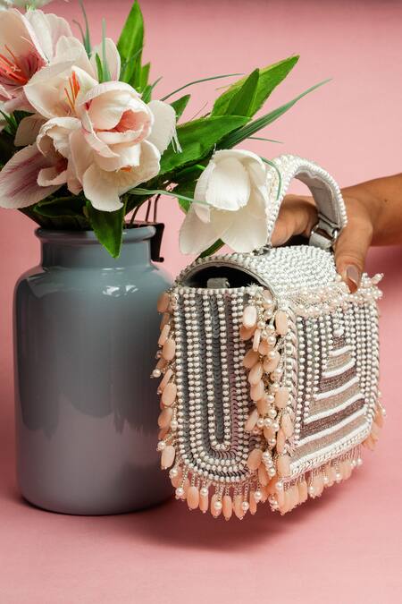 Buy Nayaab By Sonia Silver Sequins, Beads Matto Splendour Kasse Box Clutch Buy_Nayaab By Sonia_Silver Sequins, Beads Matto Splendour Kasse Box Clutch