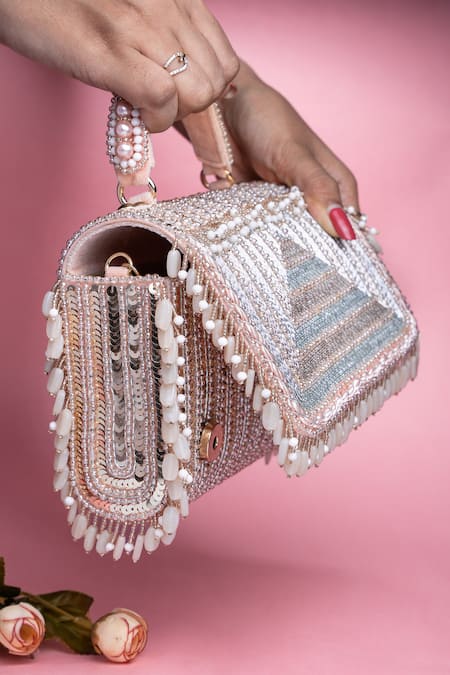 Shop Nayaab By Sonia Pink Sequins, Beads Matto Splendour Kasse Box Clutch Online at Aza Fashions Shop_Nayaab By Sonia_Pink Sequins, Beads Matto Splendour Kasse Box Clutch _Online_at_Aza_Fashions