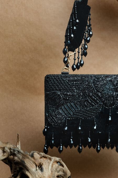 Nayaab By Sonia Black Beads, Tassels Ornate Radiance Kasse Clutch Online at Aza Fashions Nayaab By Sonia_Black Beads, Tassels Ornate Radiance Kasse Clutch _Online_at_Aza_Fashions