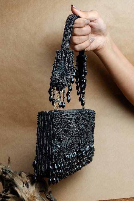 Buy Nayaab By Sonia Black Beads, Tassels Ornate Radiance Kasse Clutch Online at Aza Fashions Buy_Nayaab By Sonia_Black Beads, Tassels Ornate Radiance Kasse Clutch _Online_at_Aza_Fashions