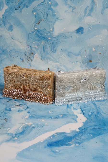 Buy Nayaab By Sonia Gold Beads, Tassels Ornate Radiance Kasse Clutch Online at Aza Fashions Buy_Nayaab By Sonia_Gold Beads, Tassels Ornate Radiance Kasse Clutch _Online_at_Aza_Fashions